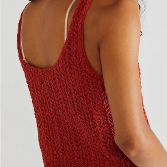Free People Stanley Crochet Knit Tank in Rust/Iron We the Free Size XS - Picture 3 of 8